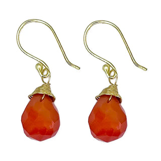 Gold-Plated Gemstone Teardrop Earrings