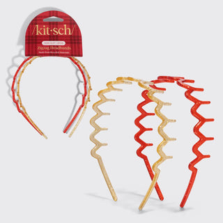 KITSCH Recycled Plastic Zigzag Headbands 2pc Set