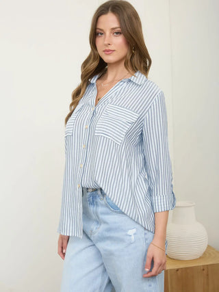Stripe Collared Button Down Top