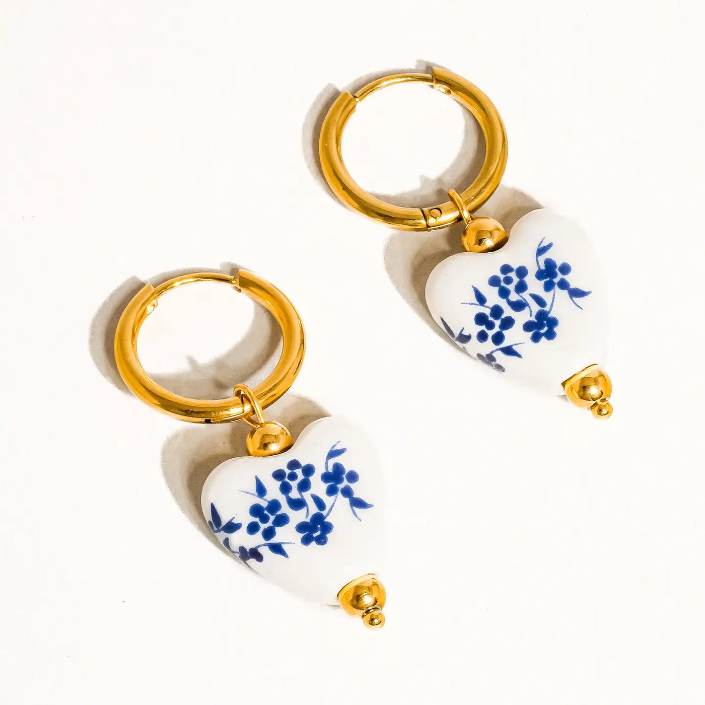 Ceramic Floral Heart Earrings