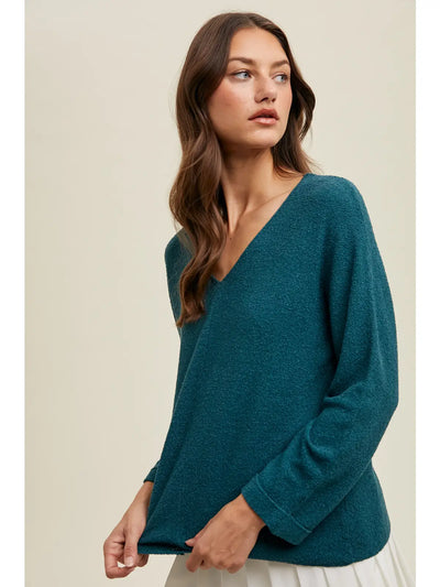 Teal Textured Lightweight Sweater