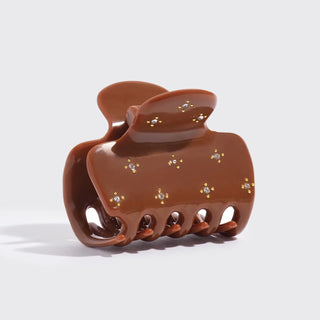 KITSCH Recycled Plastic Rhinestone Medium Puffy Claw Clip -Camel