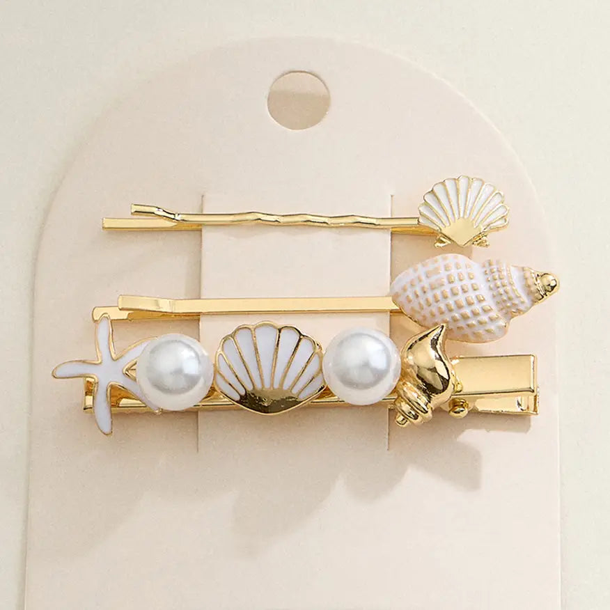 Sea Shell Starfish Bobbi Pins Alligator Snap Hair Clips