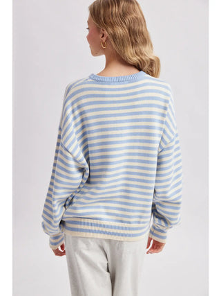 Striped Fish Coastal Graphic Sweater