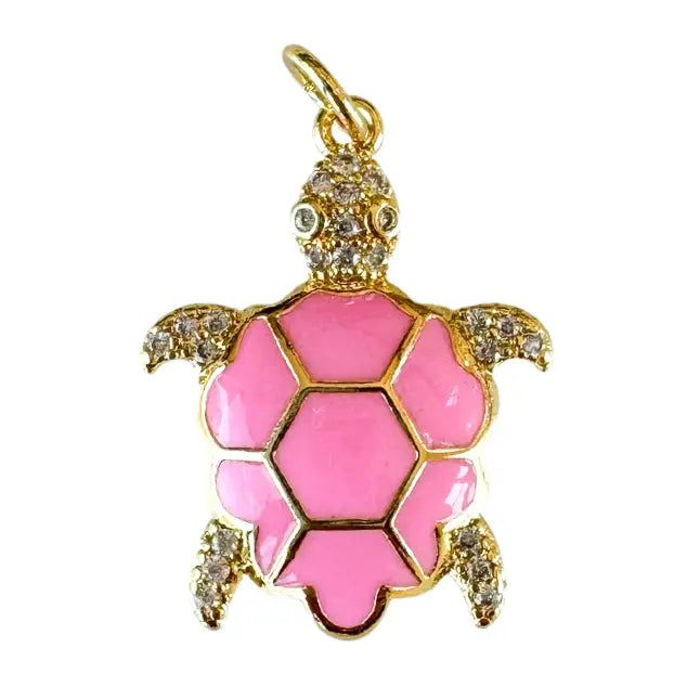 Pink Bling Turtle Charm