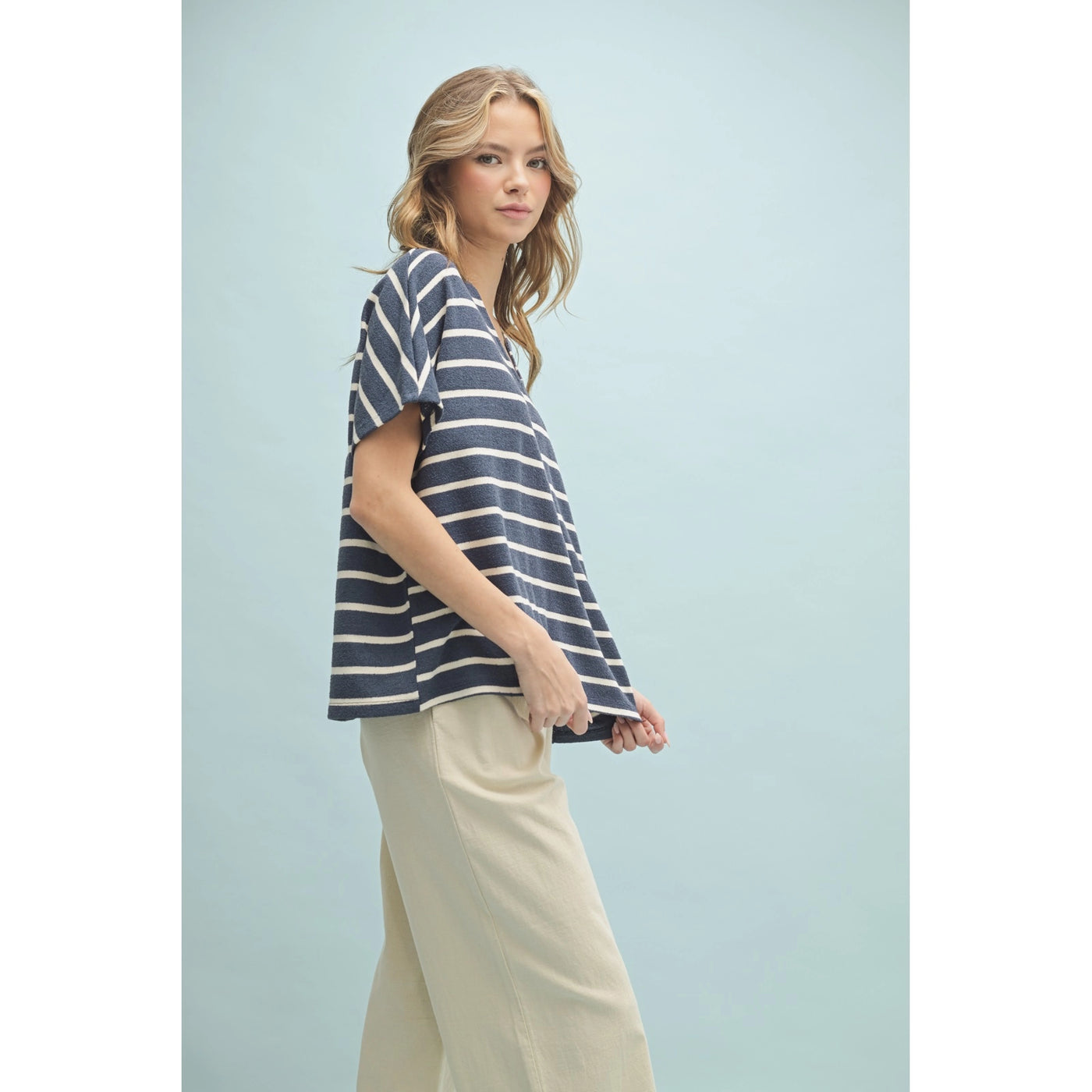 Boxy V-Neck Knit Top