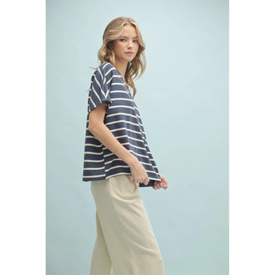 Boxy V-Neck Knit Top