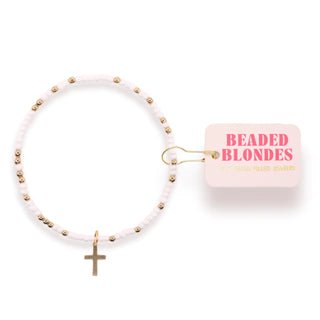 Beaded Blondes Cross Charm Bracelet