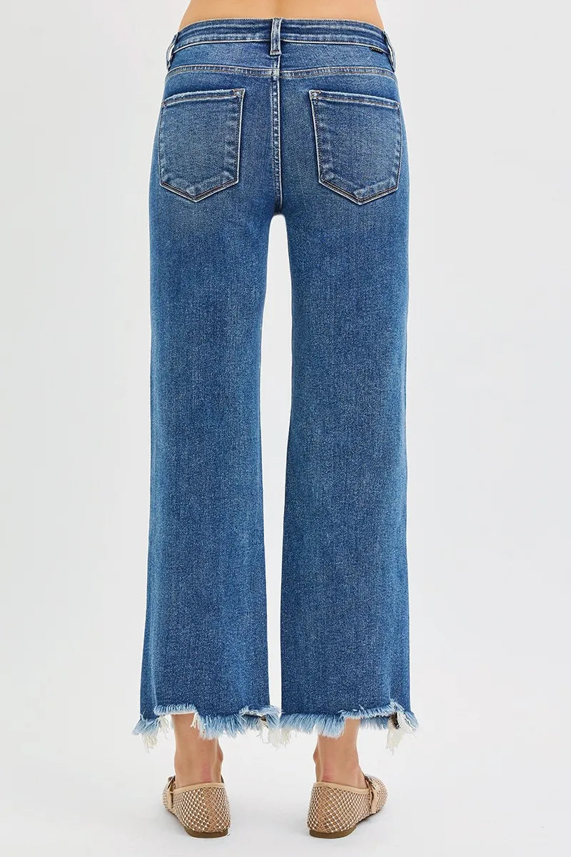 Risen Mid Rise Crop Straight Jeans