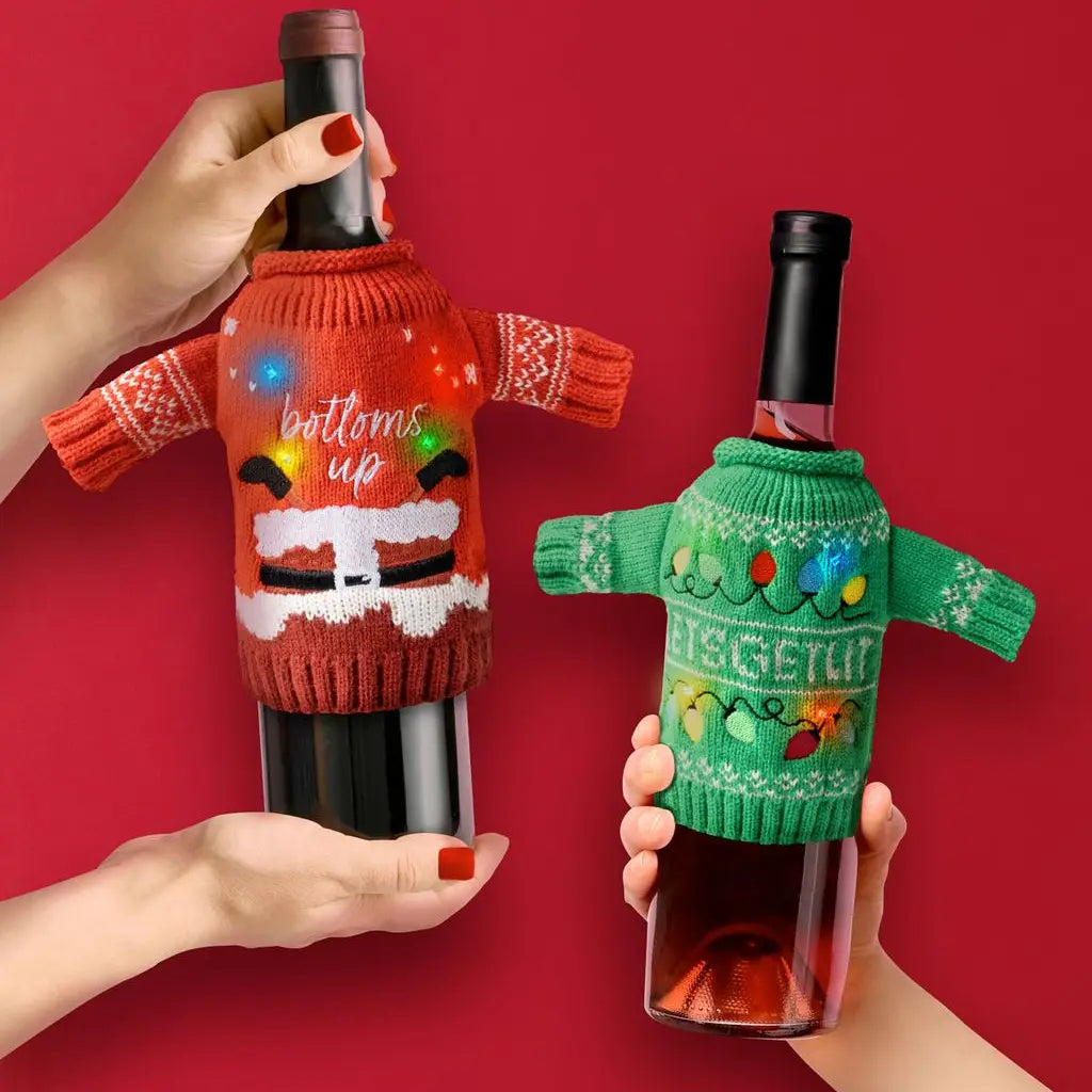 Uncle Bob’S Light-Up Wine & Bottle Sweater