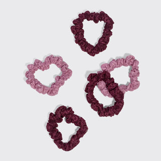 KITSCH Ruched Lace Scrunchies 5pc Set - Cherry Lacquer & Dusty Pink