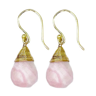 Gold-Plated Gemstone Teardrop Earrings