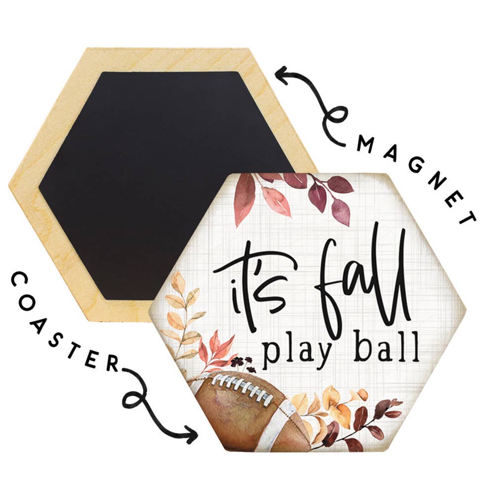 "Its Fall Play Ball" Coaster Magnet