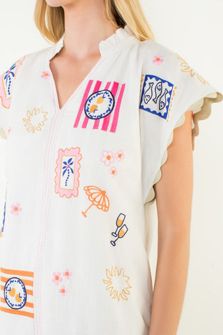 On Vacay Embroidered Detail Dress