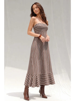 Stripe Cutout Maxi Dress