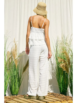 Textured Wide Leg Pants