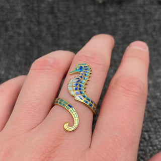 Colored Seahorse Adjustable Ring