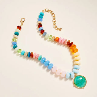 Turquoise Pendant Beaded Necklace