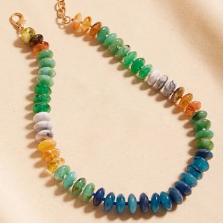 Oval Resin Disc Beaded Necklace