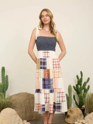Smocked Patchwork Dress