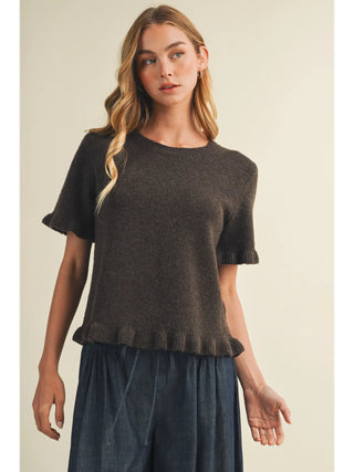 Lettuce-Edge Ruffle-Trim Pullover