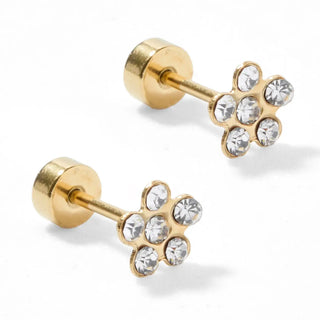 Linny Co Lyla Flower Screwback Stud Earrings