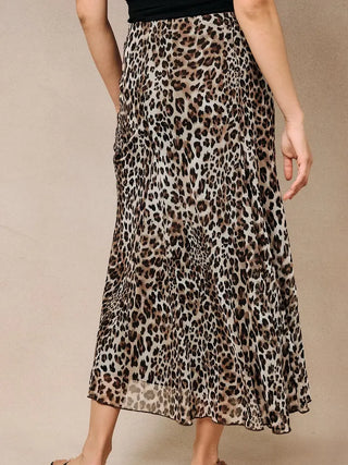 Animal Print Flared Midi Skirt