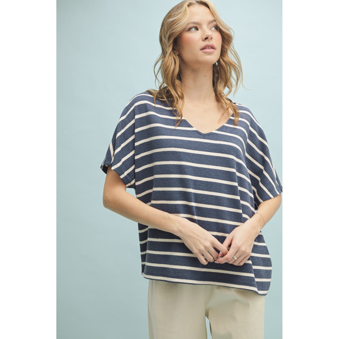 Boxy V-Neck Knit Top