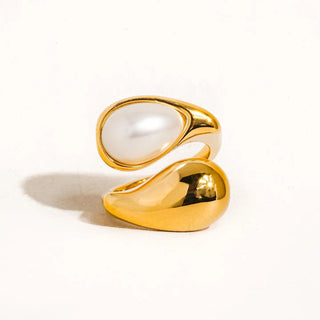 Adjustable Pearl Wavy Ring