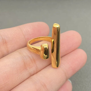 Glossy Geometric Adjustable Ring