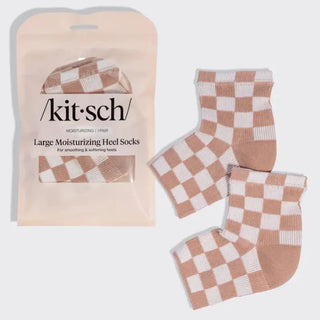 KITSCH Large Moisturizing Heel Socks - Terracotta Checker