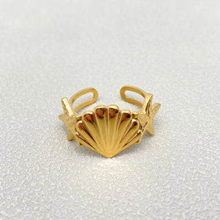 Starfish & Shell Adjustable Ring