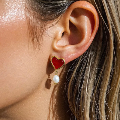 Heart & Pearl Earrings