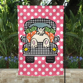 Garden Flag - Bunny Truck Easter Spring