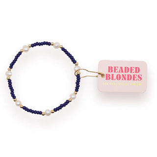 Beaded Blondes Navy and Pearl Bracelet