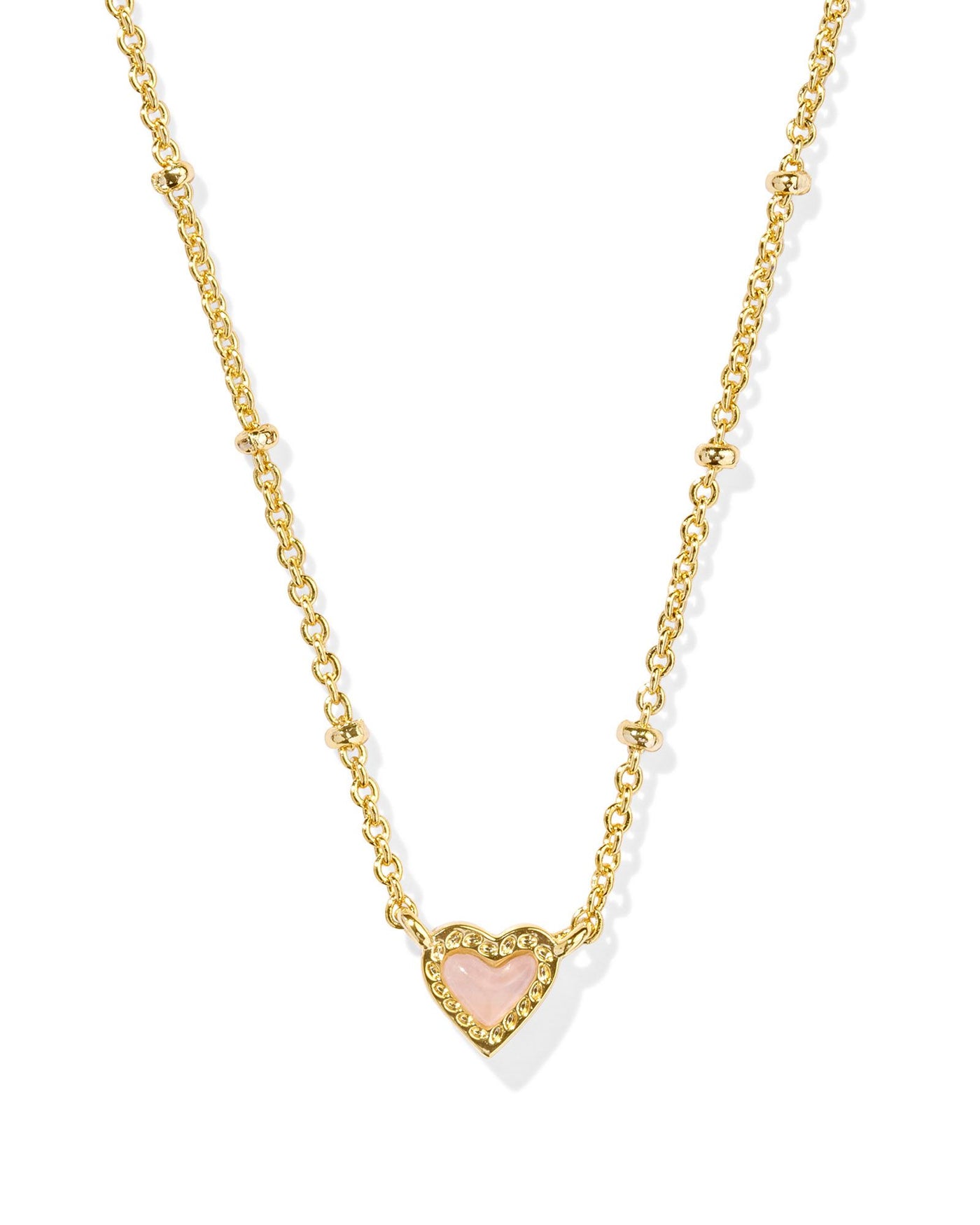 Mini Ari Heart Necklace Gold Rose Quartz