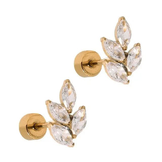 Linny Co Screwback Stud Earrings - Laurel Gold