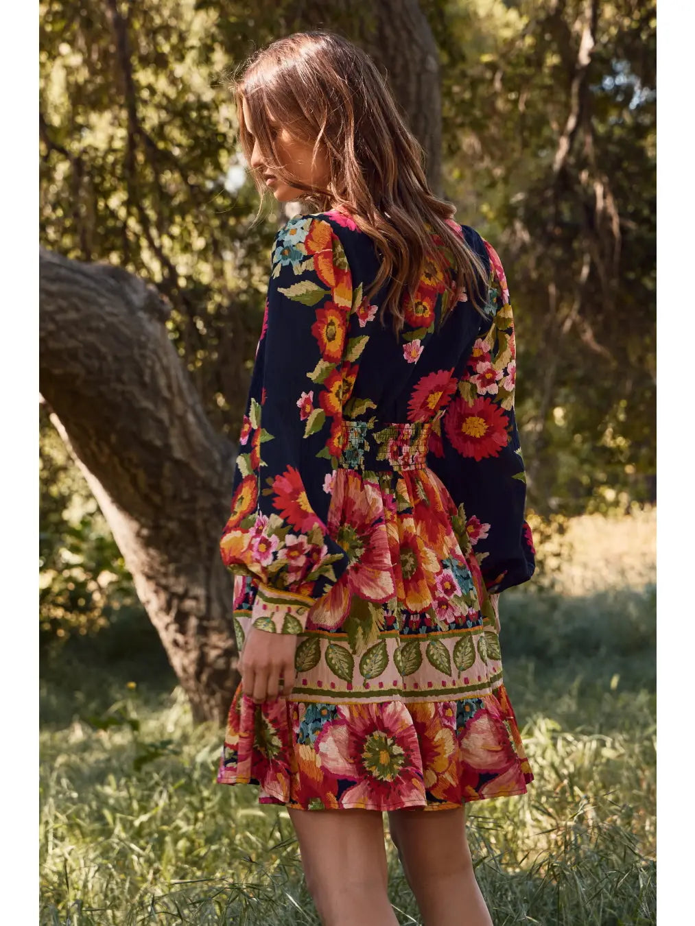 Floral Border Mini Dress