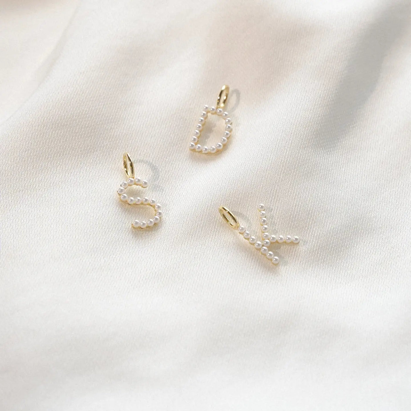 Gold Pearl Initial Charms