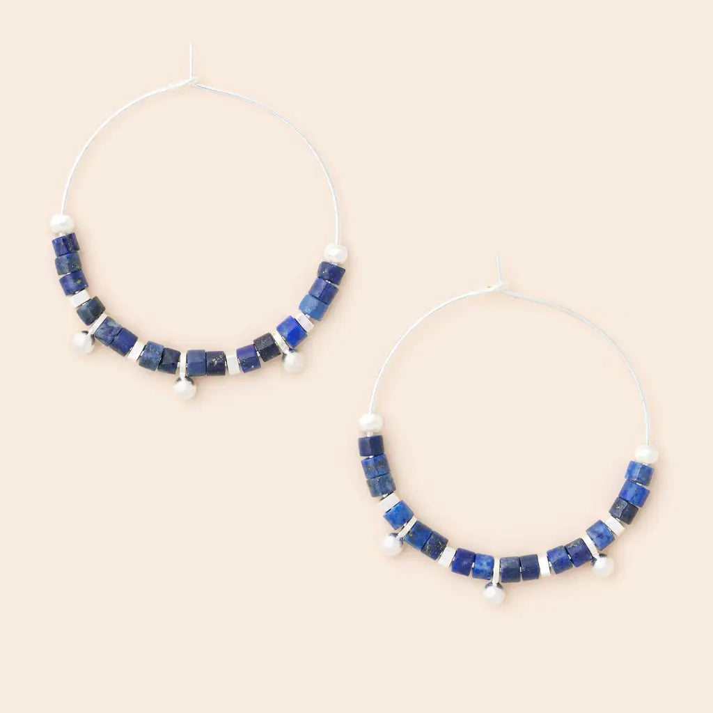 Stone Disc Hoop Earrings