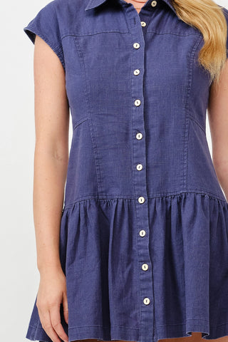 Linen Ruffle Mini Dress