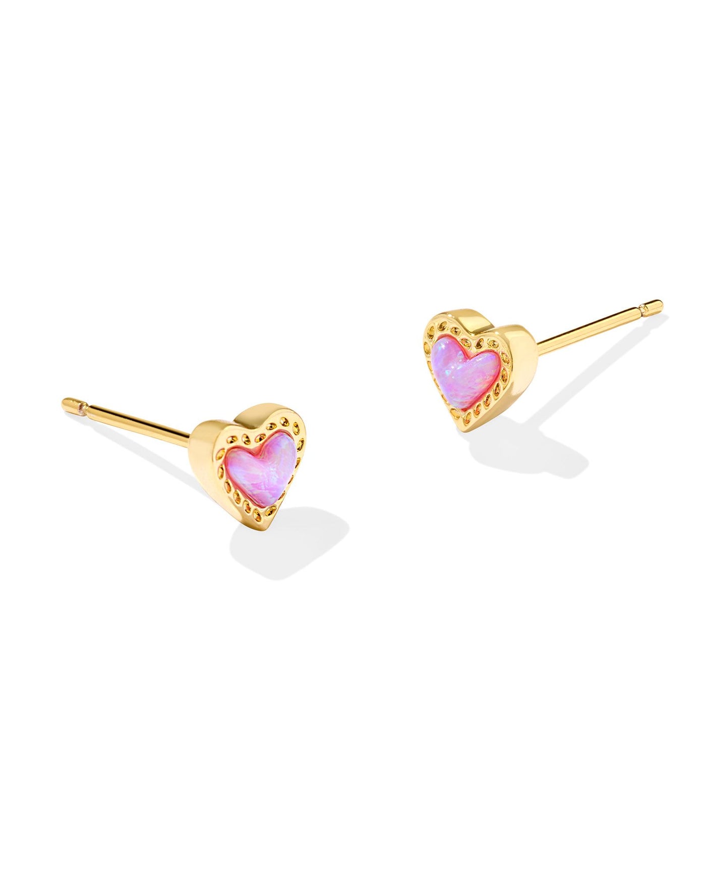 Mini Ari Heart Stud Earring Gold Bubblegum Pink