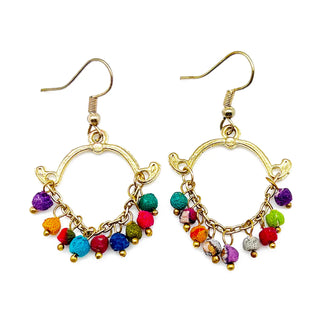 Aasha Kantha Handcrafted Small Ornate Dangle Hoop Earrings