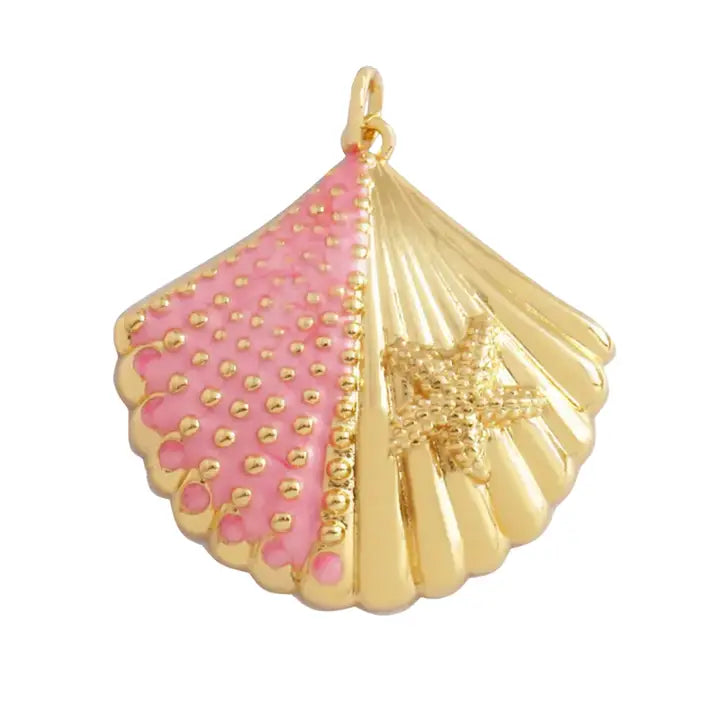 Pink & Gold Scalloped Charm