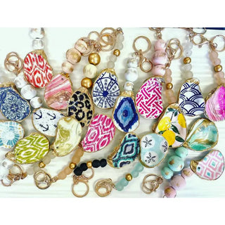 Handmade Decoupage Oyster Shell Keychains
