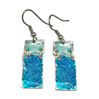 Pewter Earrings with Color Enamel - Teal/Aqua