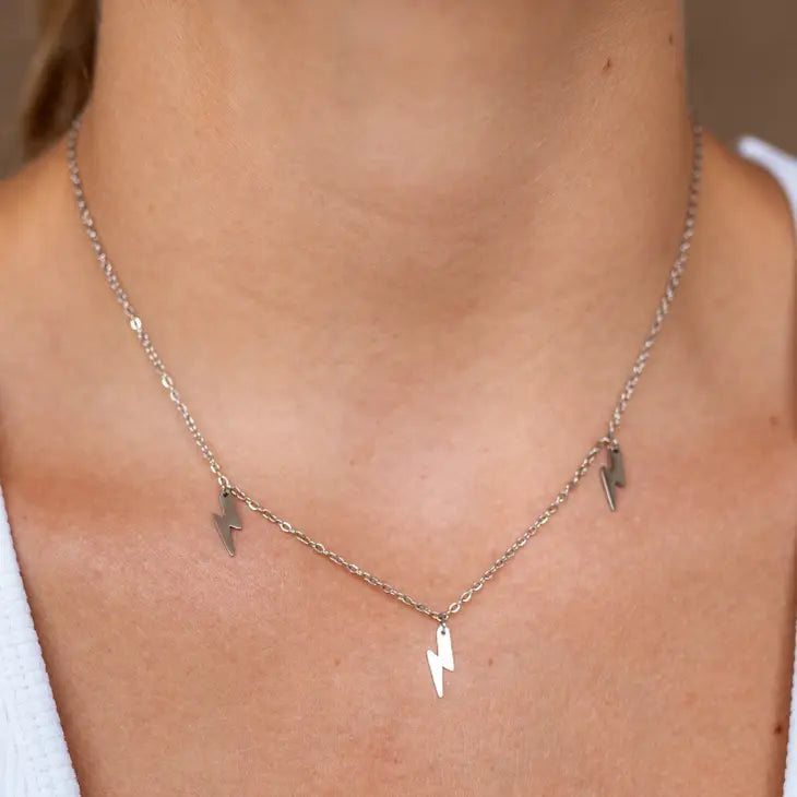 Alco Lightning Bolt Necklace Silver