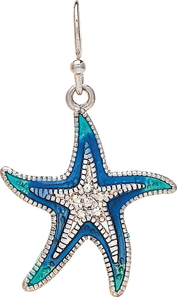 Silver Blue Starfish Earrings