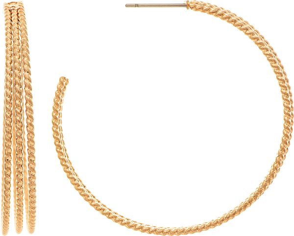 Gold 38MM Wire Post Hoop Earring