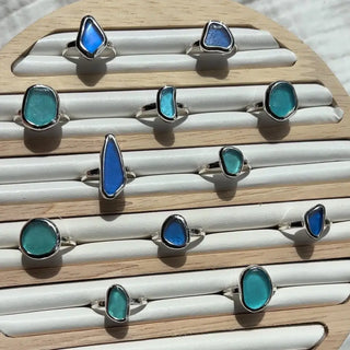 Blue Seaglass Ring (Handmade)